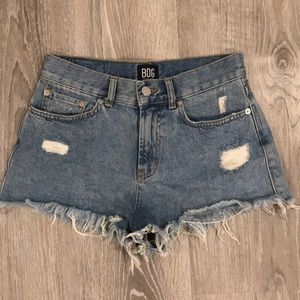 Distressed jean shorts